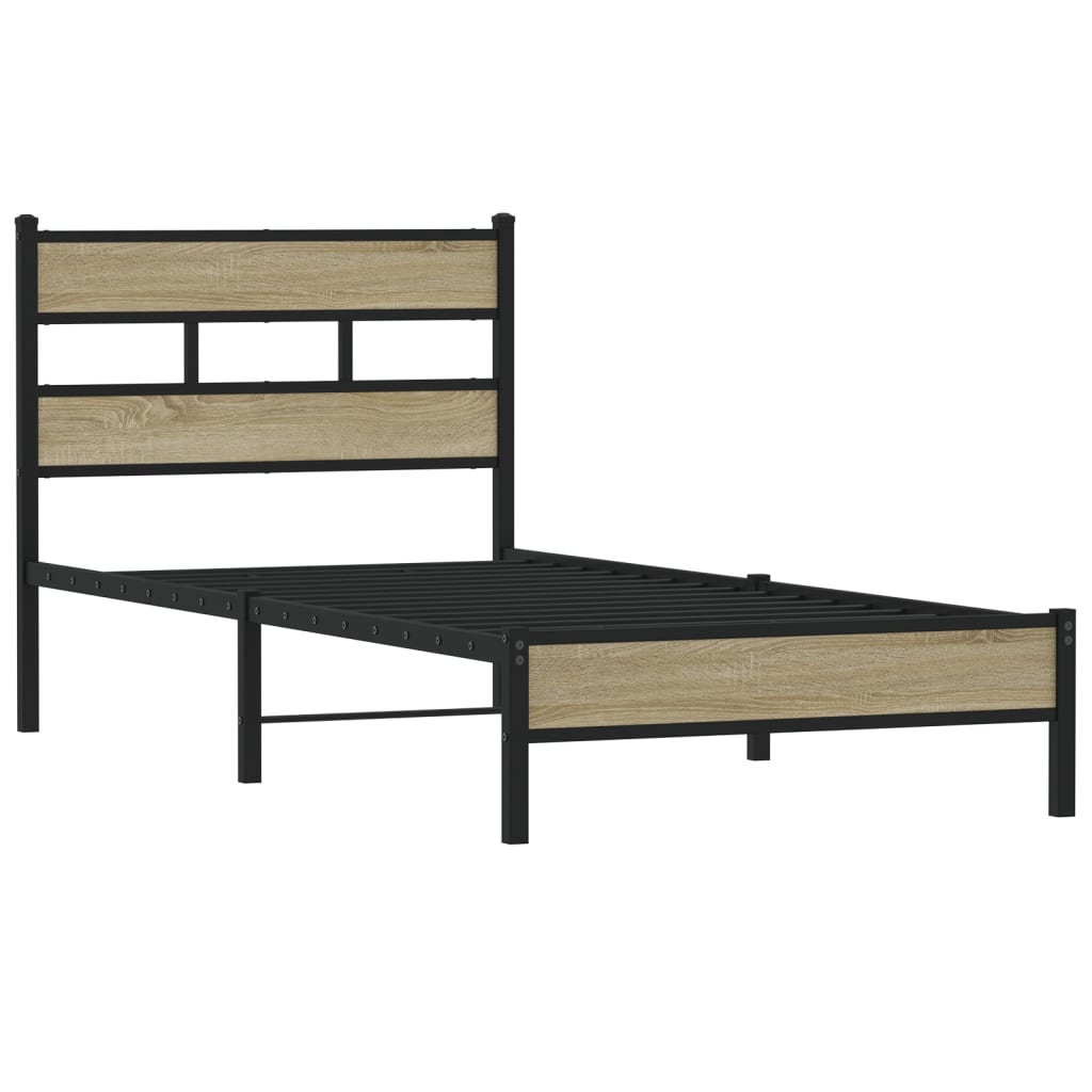 Bed Frame without Mattress Sonoma Oak 100x190 cm Engineered Wood