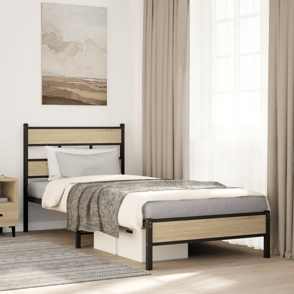 Bed Frame without Mattress Sonoma Oak 100x190 cm Engineered Wood