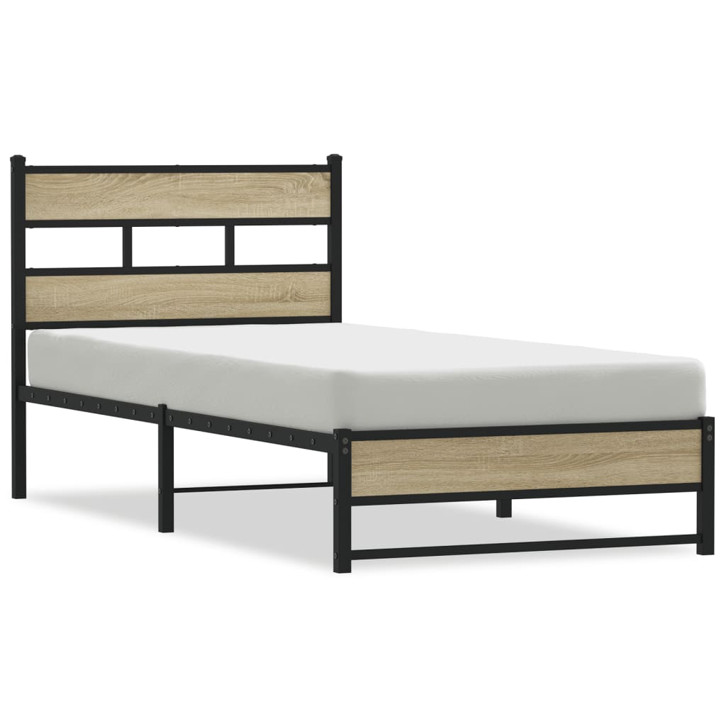 vidaXL Metal Bed Frame without Mattress Sonoma Oak 80x200 cm