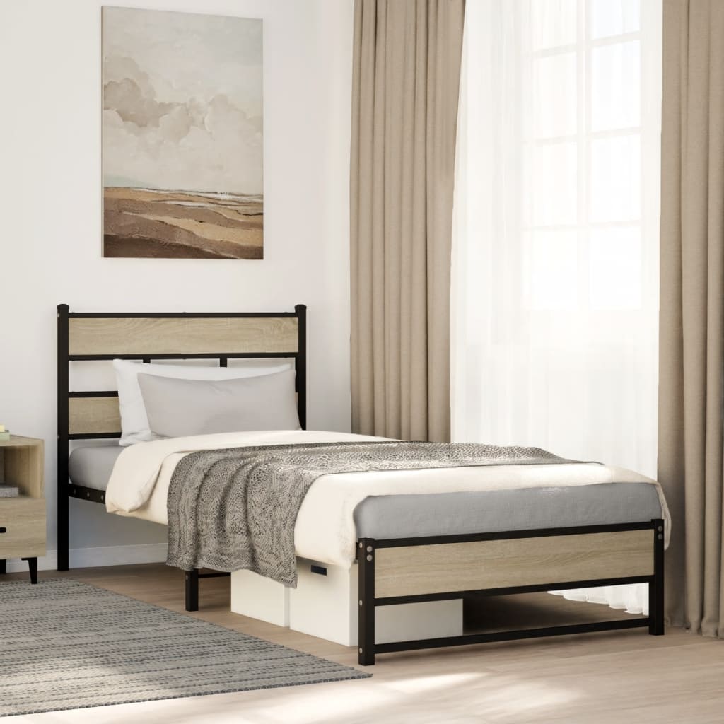 vidaXL Metal Bed Frame without Mattress Sonoma Oak 80x200 cm