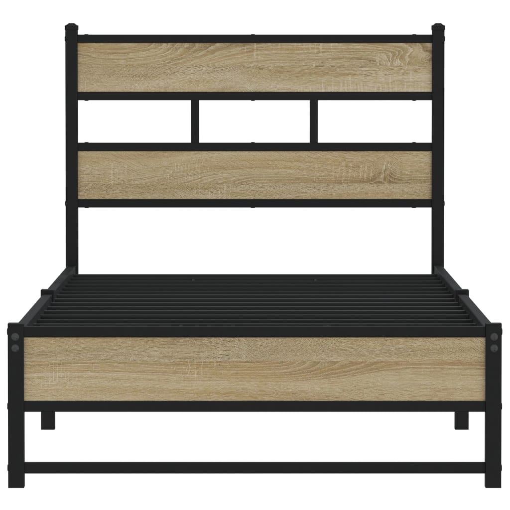 vidaXL Metal Bed Frame without Mattress Sonoma Oak 90x190 cm Single