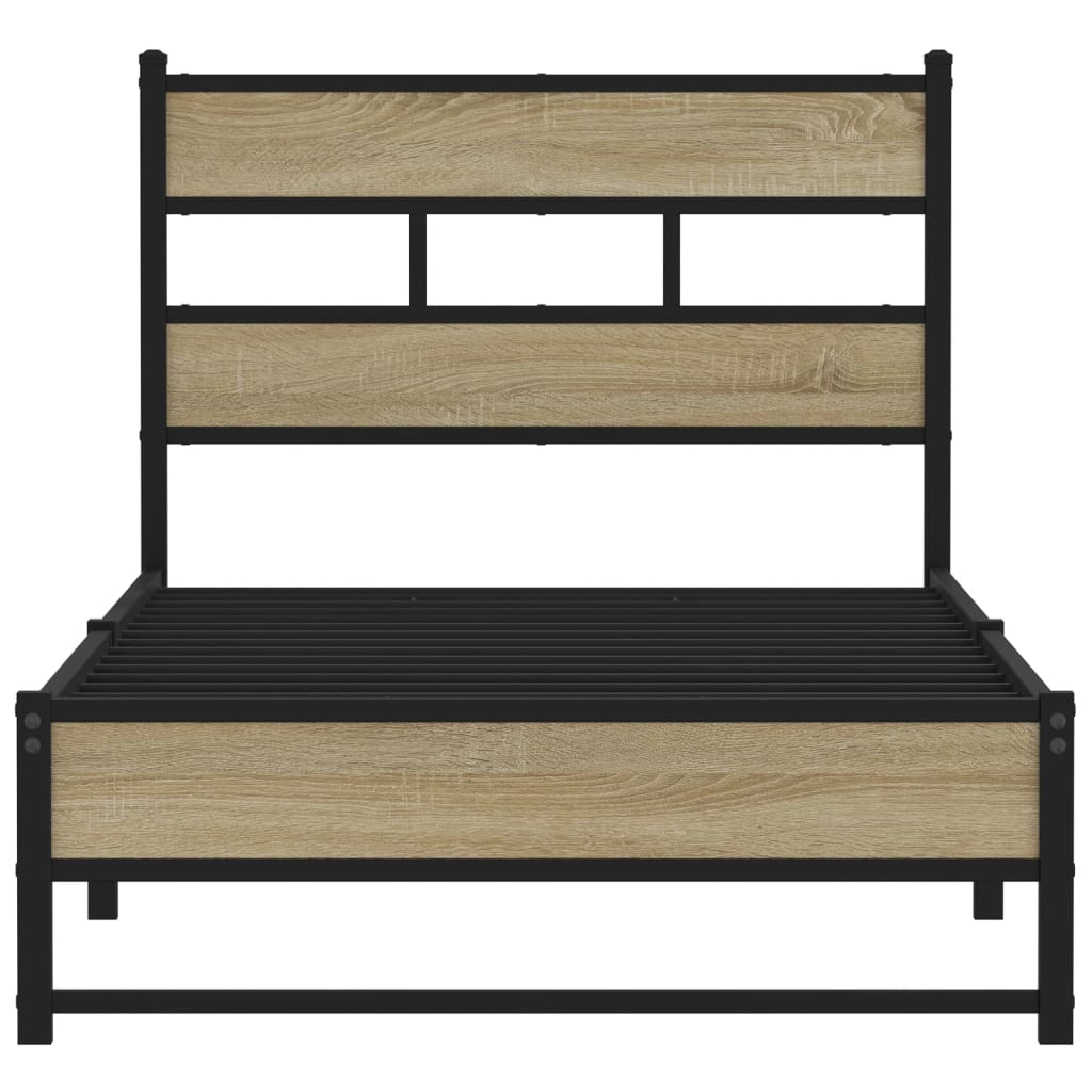 vidaXL Metal Bed Frame without Mattress Sonoma Oak 90x200 cm