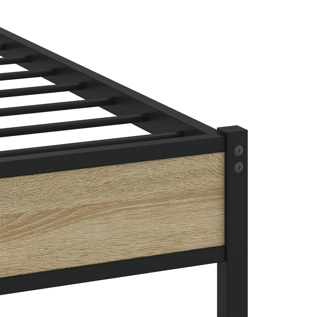 vidaXL Metal Bed Frame without Mattress Sonoma Oak 90x200 cm