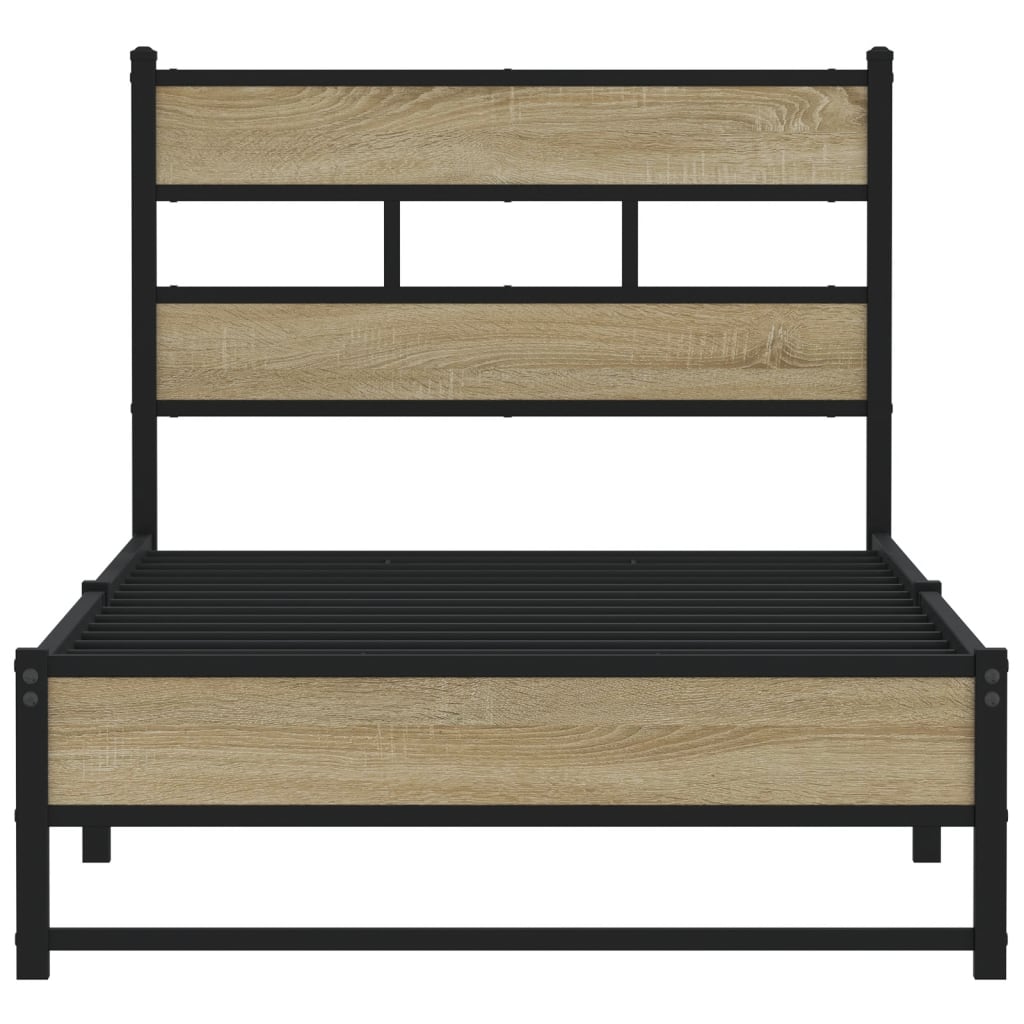 vidaXL Metal Bed Frame without Mattress Sonoma Oak 100x200 cm