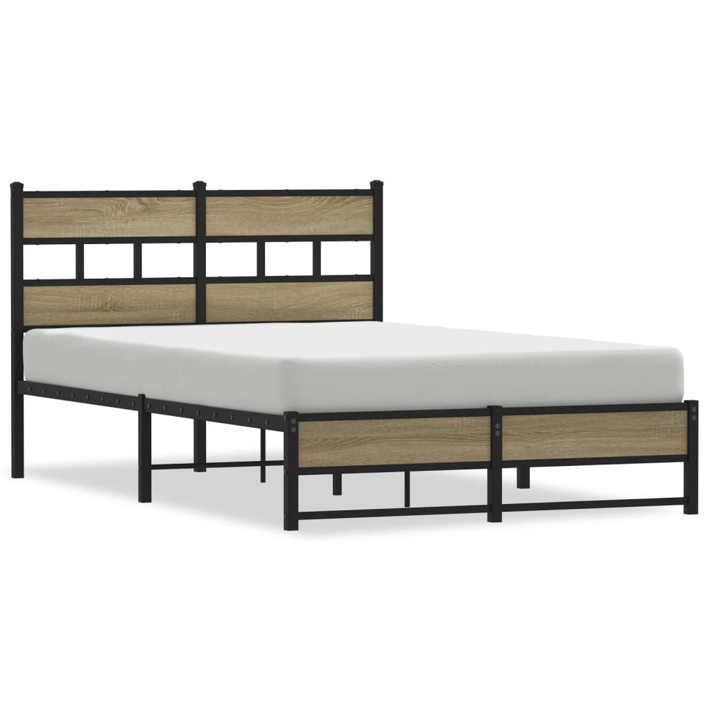 vidaXL Metal Bed Frame without Mattress Sonoma Oak 120x190 cm Small Double