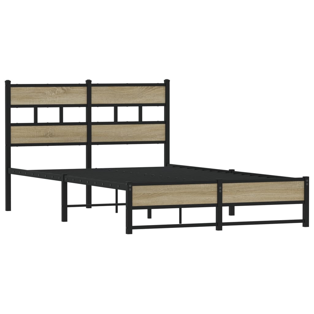 vidaXL Metal Bed Frame without Mattress Sonoma Oak 120x190 cm Small Double