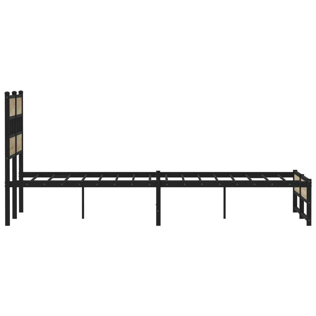 vidaXL Metal Bed Frame without Mattress Sonoma Oak 120x190 cm Small Double