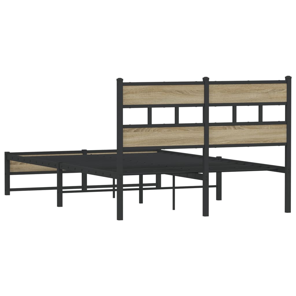 vidaXL Metal Bed Frame without Mattress Sonoma Oak 120x190 cm Small Double