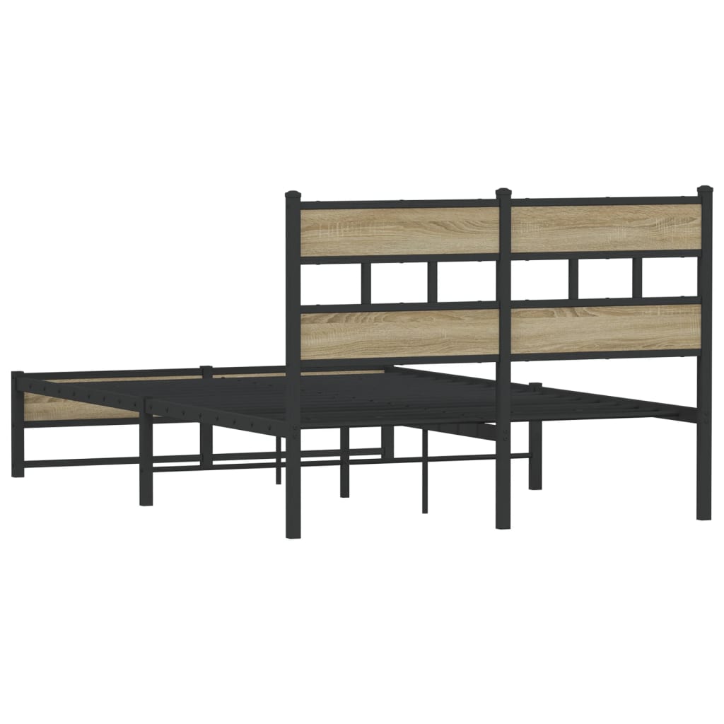 vidaXL Metal Bed Frame without Mattress Sonoma Oak 120x200 cm