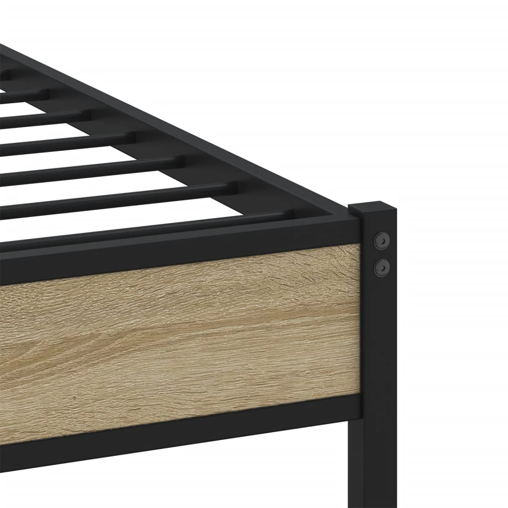 Metal Bed Frame without Mattress Sonoma Oak 135x190 cm Double