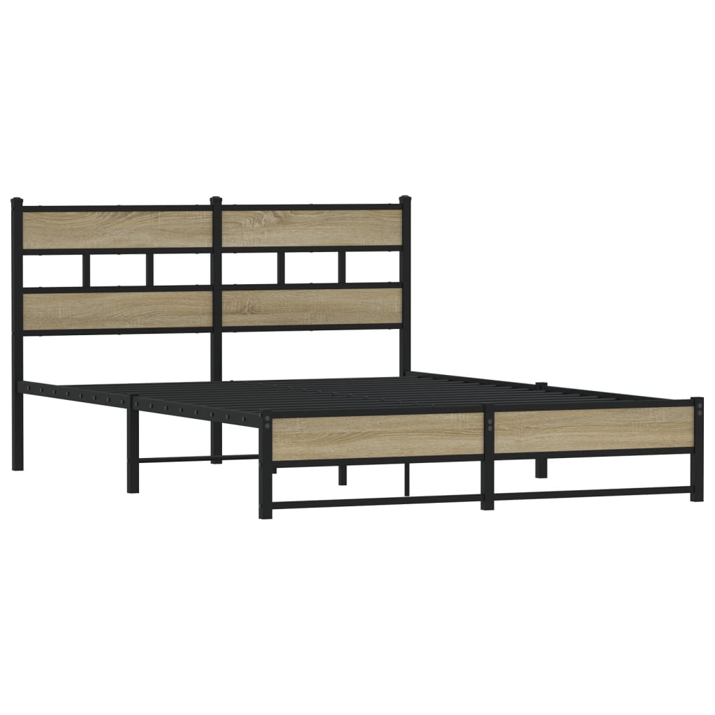 vidaXL Metal Bed Frame without Mattress Sonoma Oak 140x200 cm