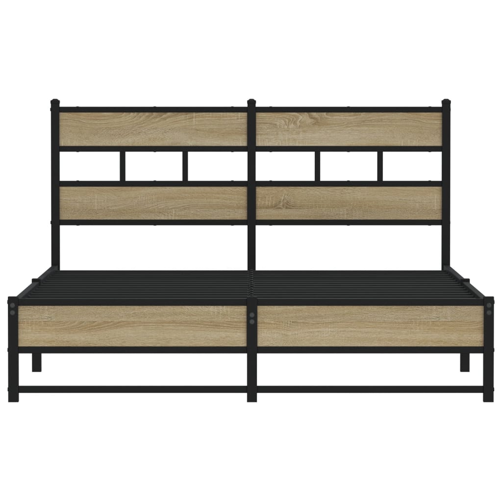 vidaXL Metal Bed Frame without Mattress Sonoma Oak 140x200 cm