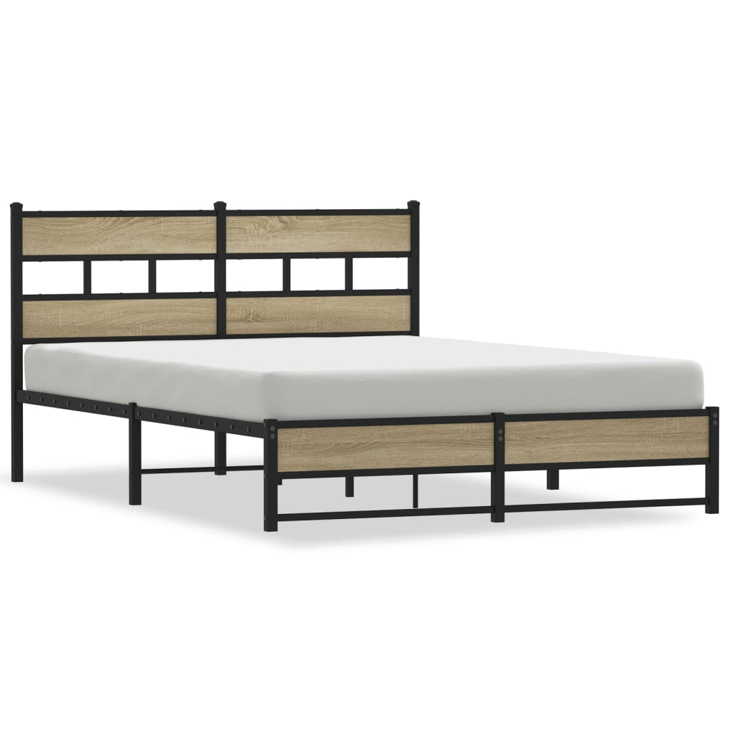 vidaXL Metal Bed Frame without Mattress Sonoma Oak 150x200 cm King Size