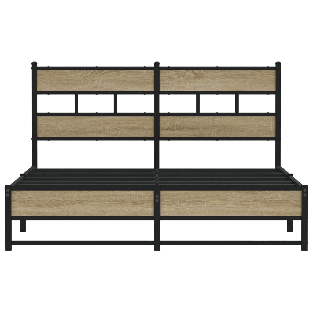 vidaXL Metal Bed Frame without Mattress Sonoma Oak 150x200 cm King Size