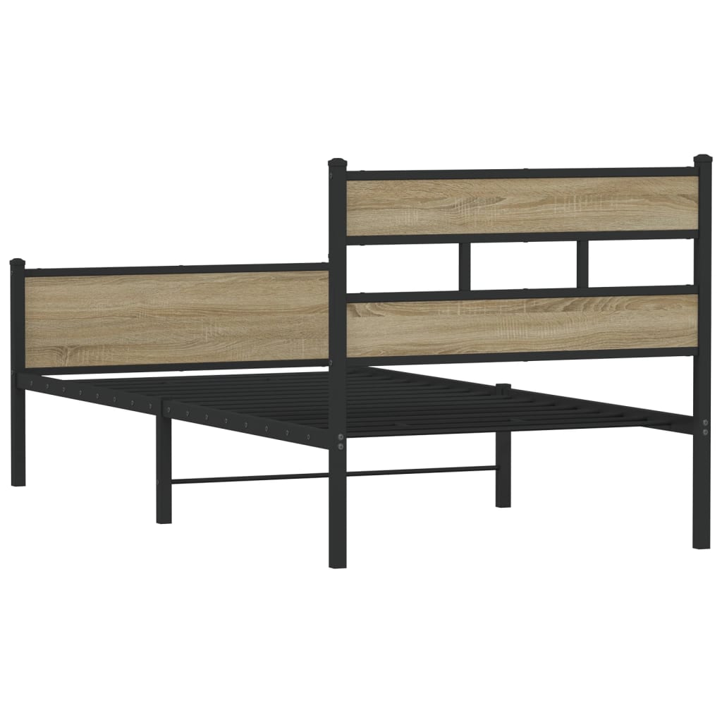 Bed Frame without Mattress Sonoma Oak 100x190 cm Engineered Wood