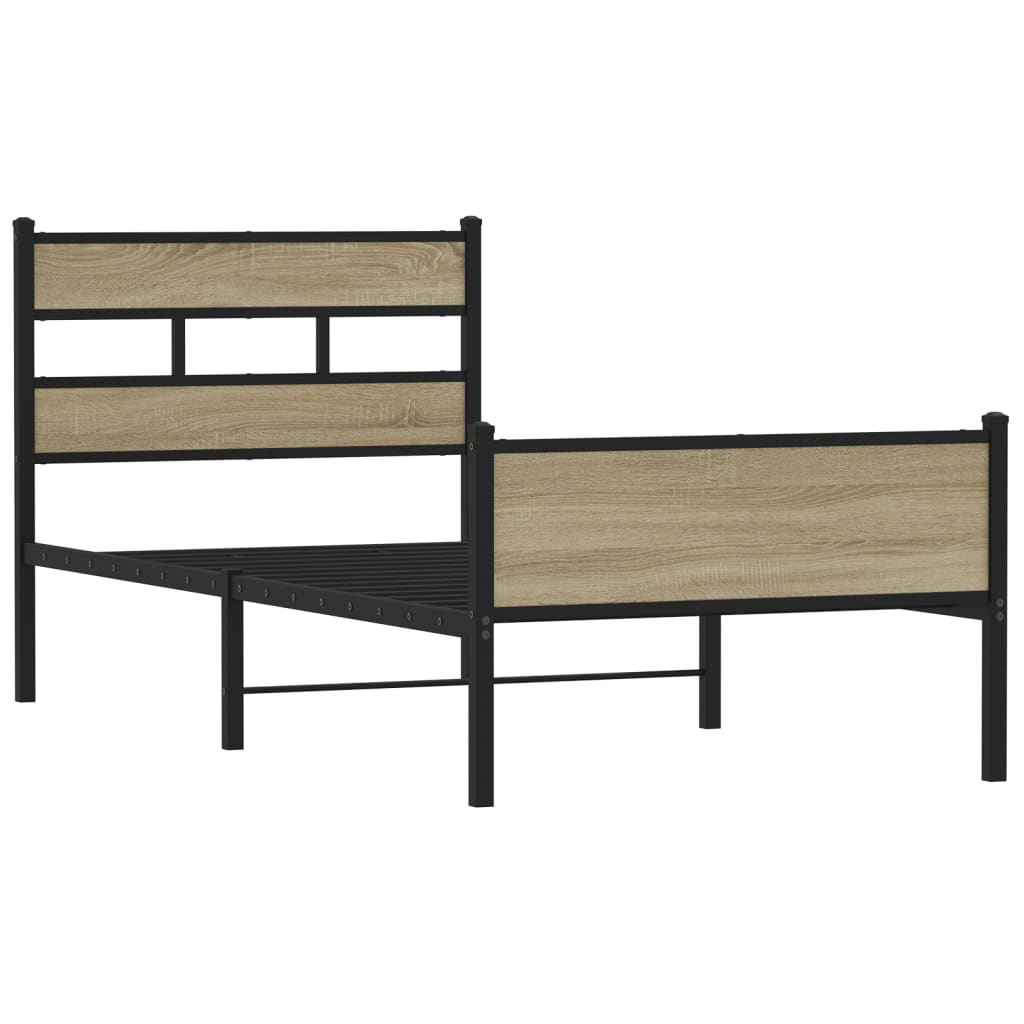 Bed Frame without Mattress Sonoma Oak 100x200 cm Engineered Wood