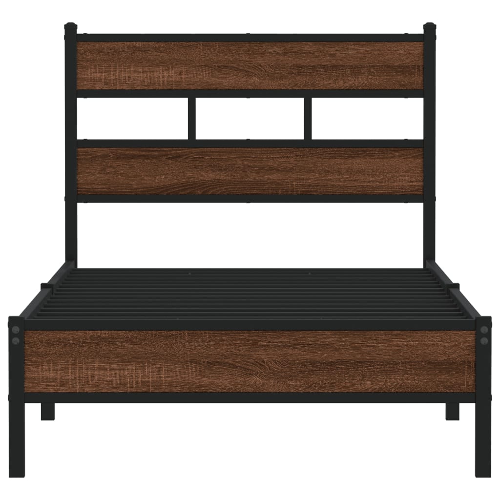 Bed Frame without Mattress Brown Oak 100x190 cm Engineered Wood