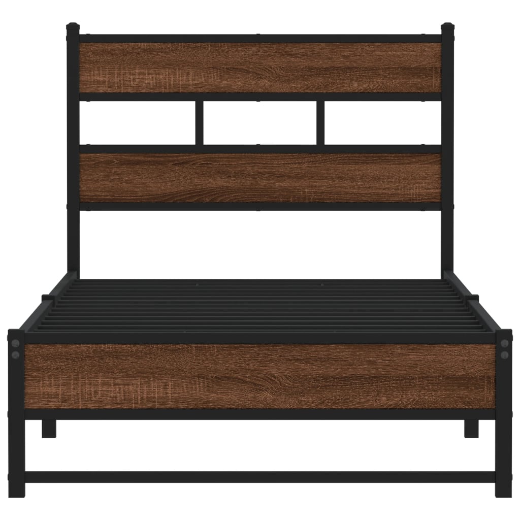 vidaXL Metal Bed Frame without Mattress Brown Oak 80x200 cm