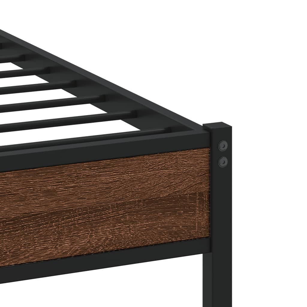 vidaXL Metal Bed Frame without Mattress Brown Oak 80x200 cm