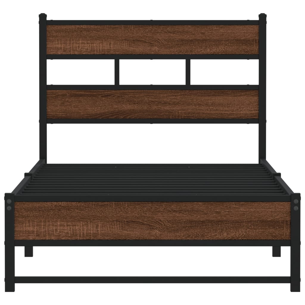 vidaXL Metal Bed Frame without Mattress Brown Oak 90x190 cm Single