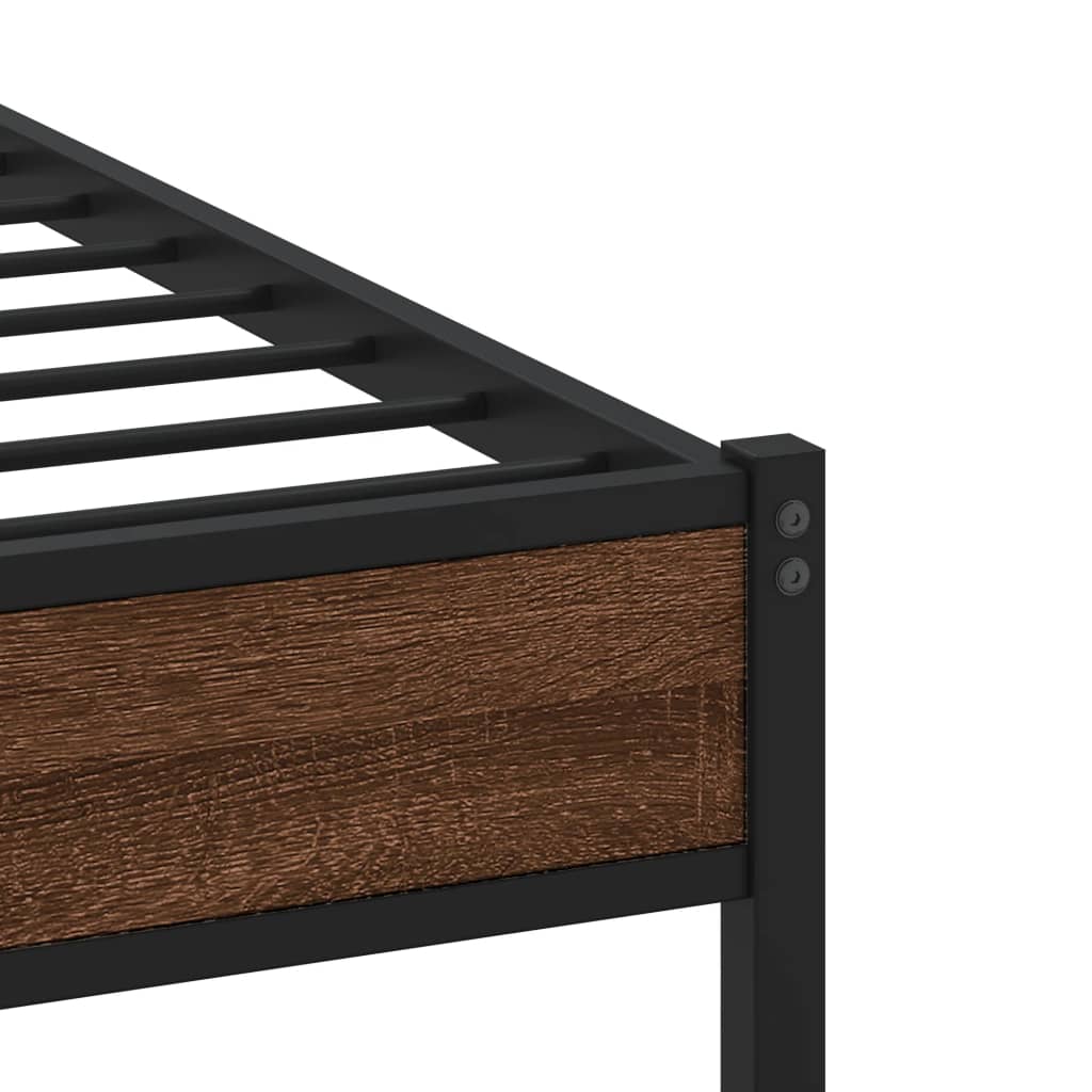 vidaXL Metal Bed Frame without Mattress Brown Oak 100x200 cm