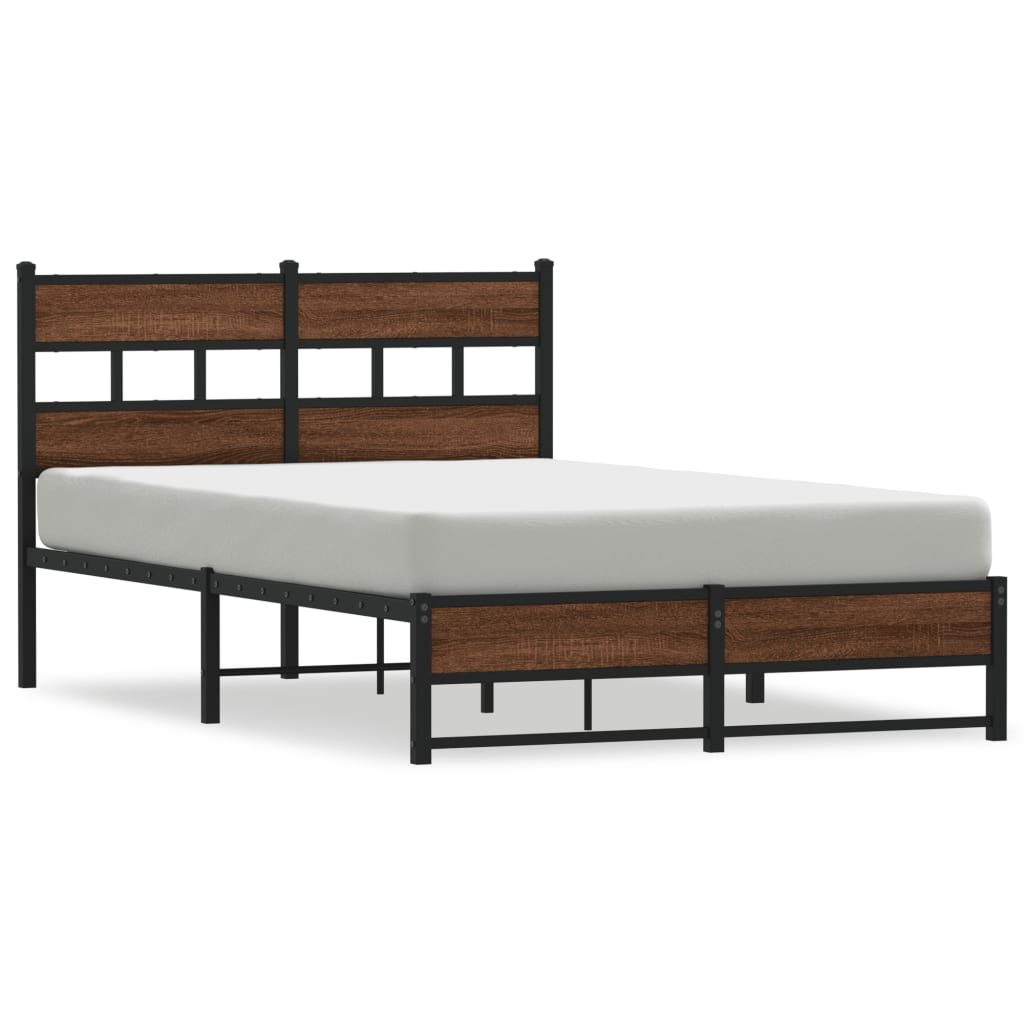 vidaXL Metal Bed Frame without Mattress Brown Oak 120x190 cm Small Double