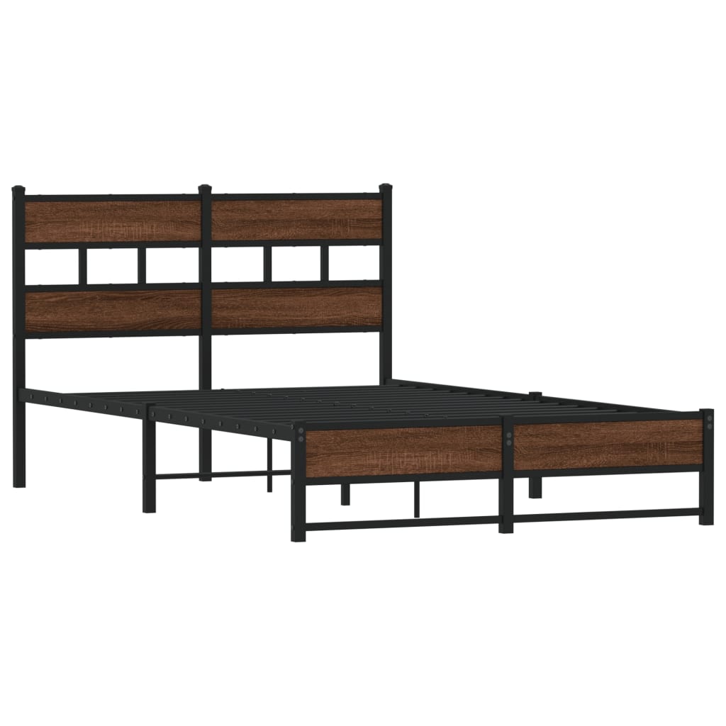 vidaXL Metal Bed Frame without Mattress Brown Oak 120x190 cm Small Double