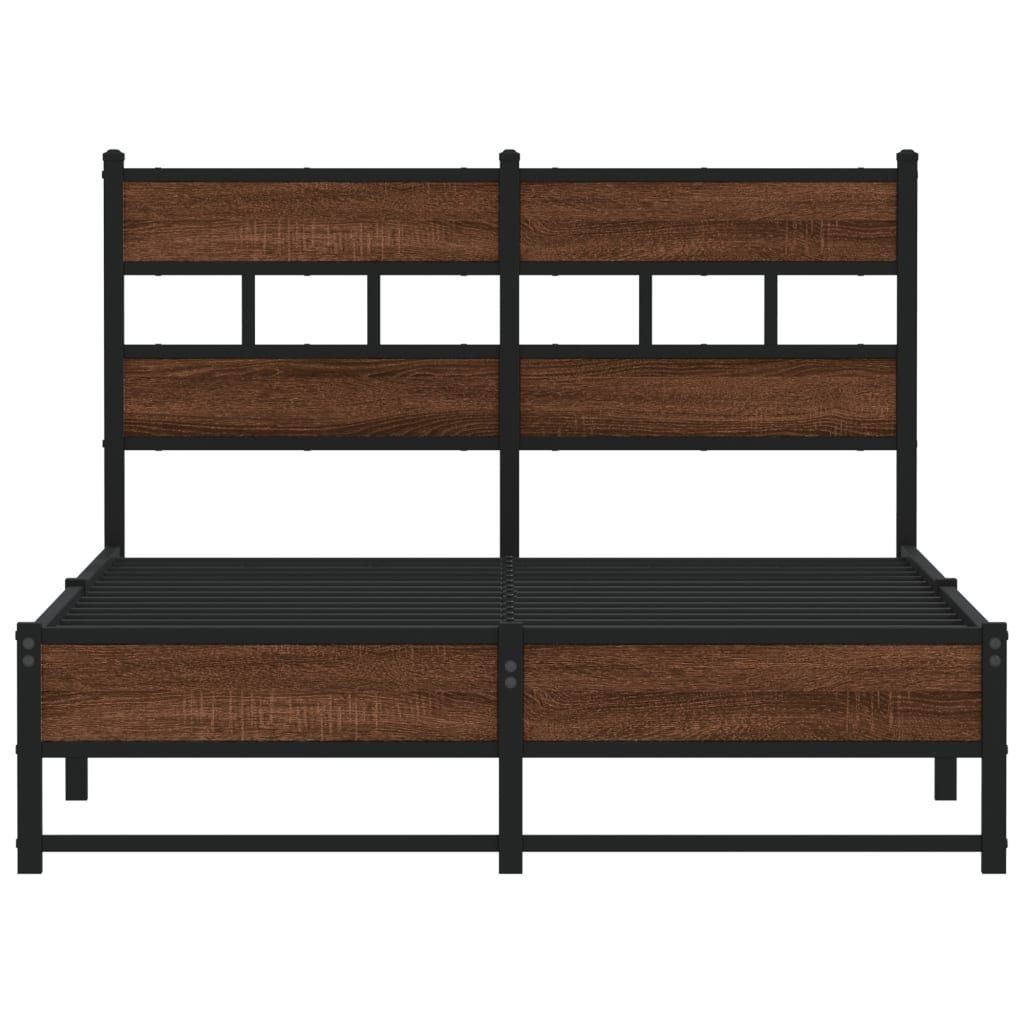 vidaXL Metal Bed Frame without Mattress Brown Oak 120x190 cm Small Double