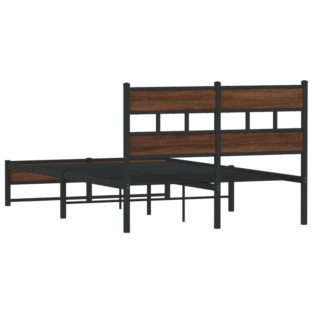 vidaXL Metal Bed Frame without Mattress Brown Oak 120x190 cm Small Double