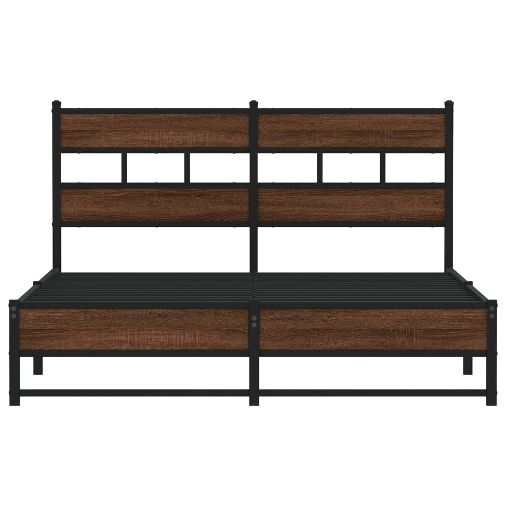 vidaXL Metal Bed Frame without Mattress Brown Oak 135x190 cm Double