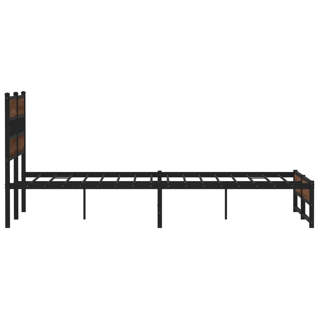 vidaXL Metal Bed Frame without Mattress Brown Oak 135x190 cm Double