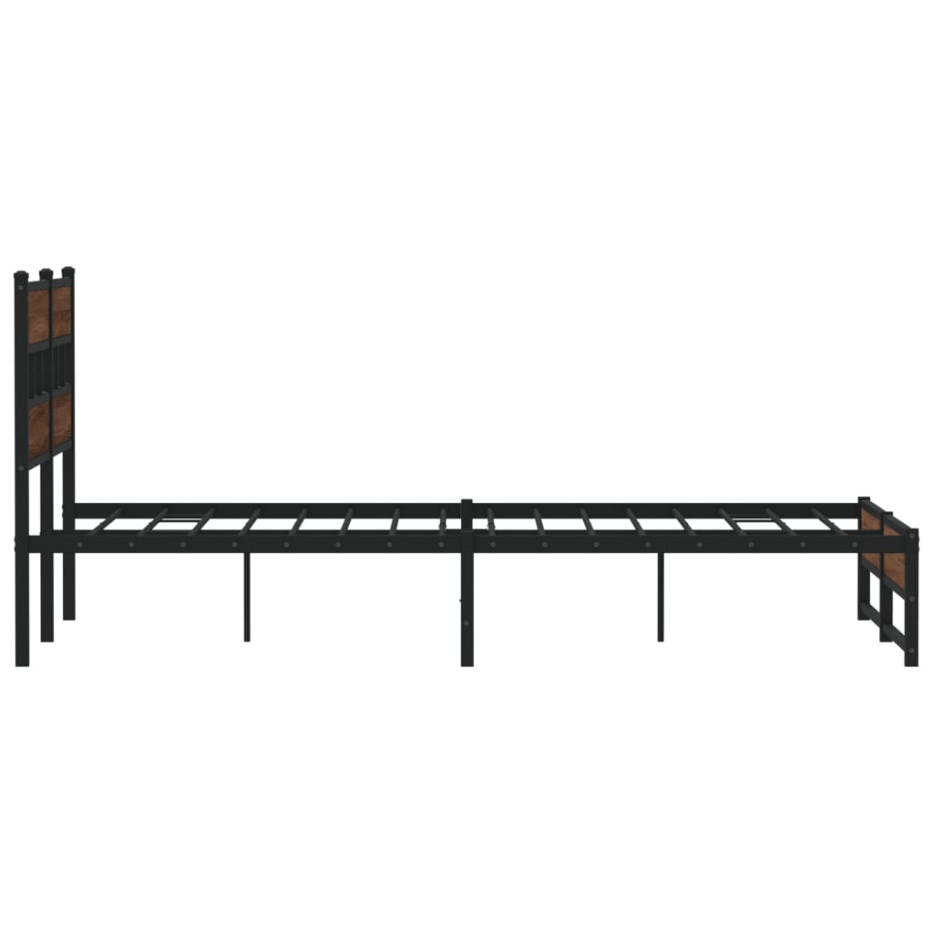 vidaXL Metal Bed Frame without Mattress Brown Oak 140x190 cm