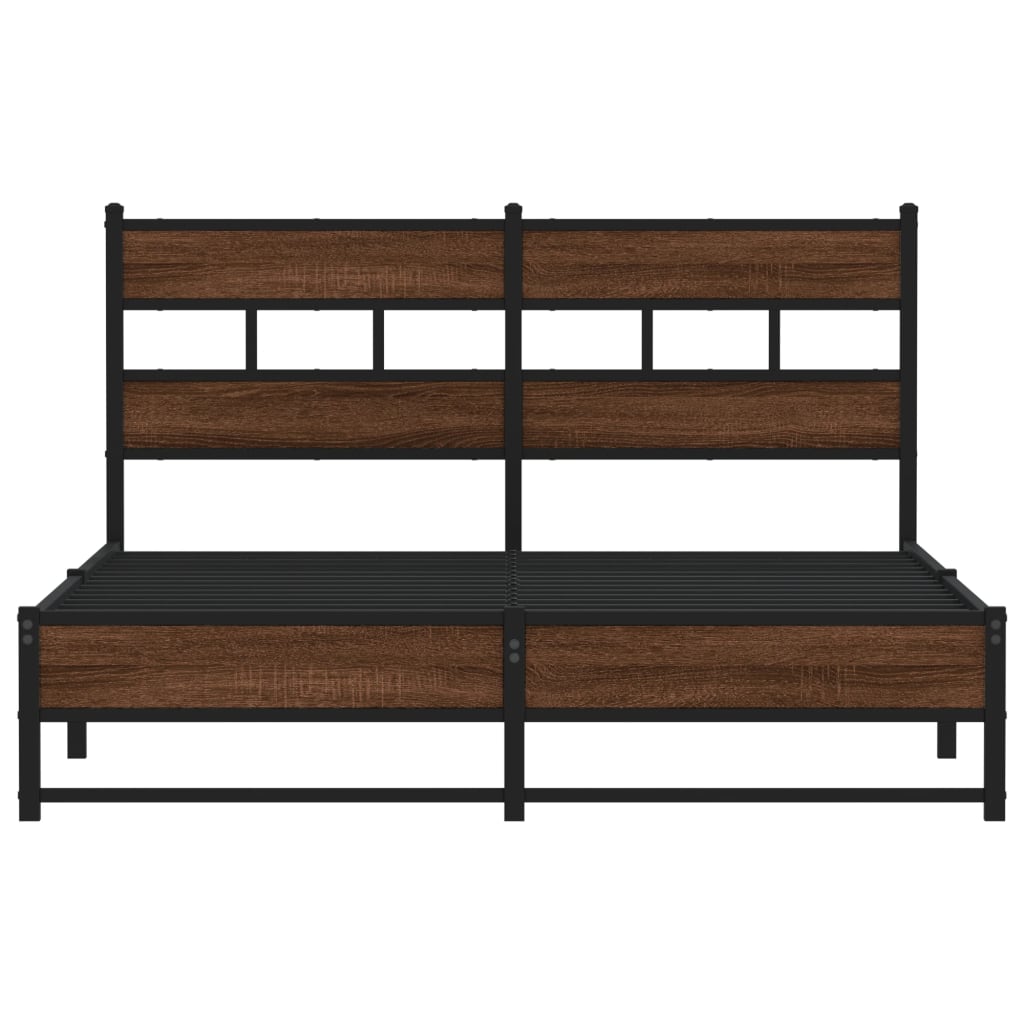 vidaXL Metal Bed Frame without Mattress Brown Oak 160x200 cm