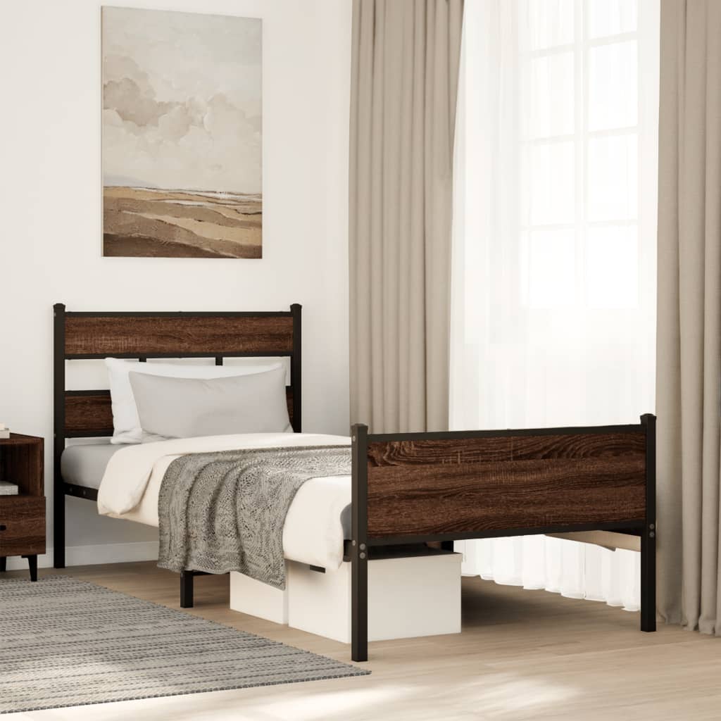 Bed Frame without Mattress Brown Oak 80x200 cm Engineered Wood