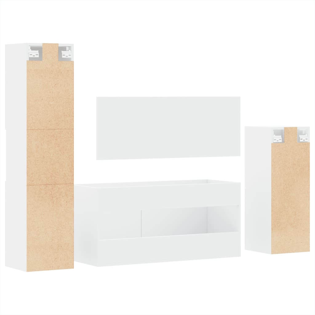 vidaXL 4 Piece Bathroom Furniture Set White Engineered Wood