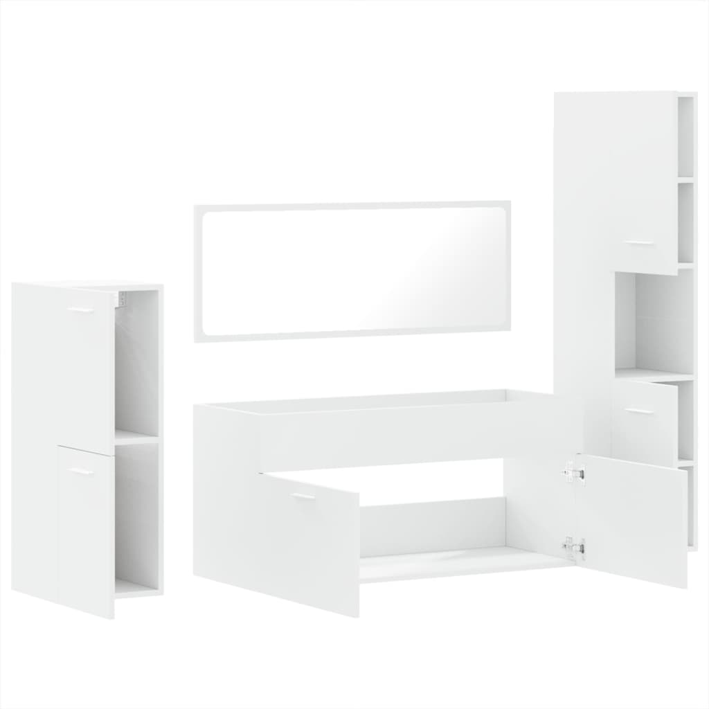 vidaXL 4 Piece Bathroom Furniture Set White Engineered Wood