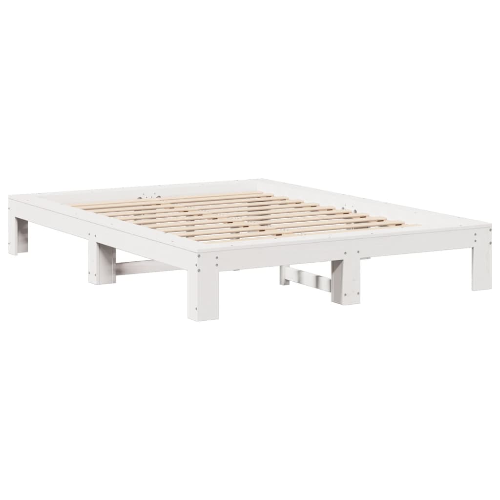 Bed Frame without Mattress White 140x190 cm Solid Wood Pine