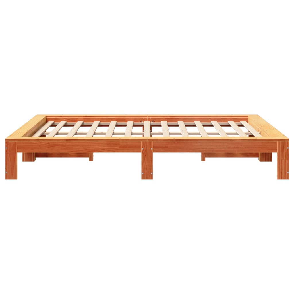 Bed Frame without Mattress Wax Brown 140x190 cm Solid Wood Pine