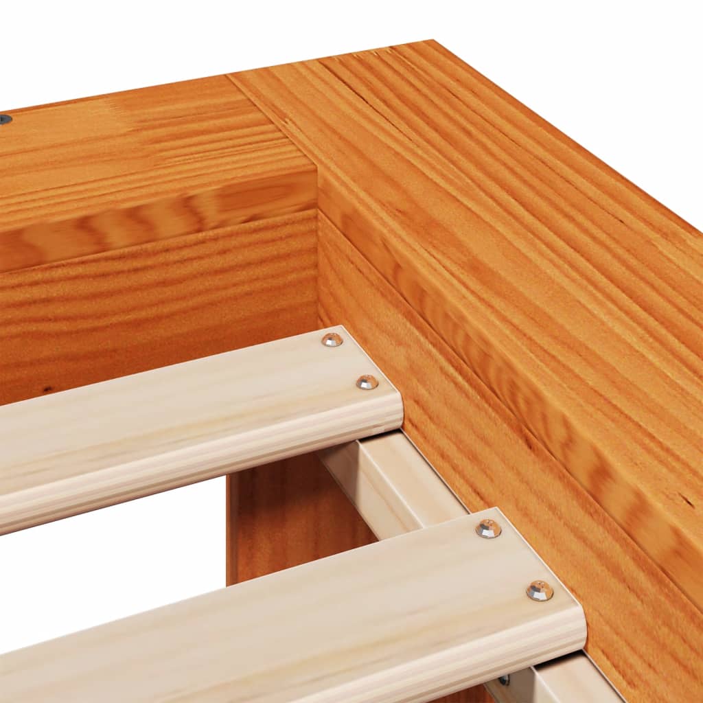 Bed Frame without Mattress Wax Brown 135x190 cm Double Solid Wood Pine