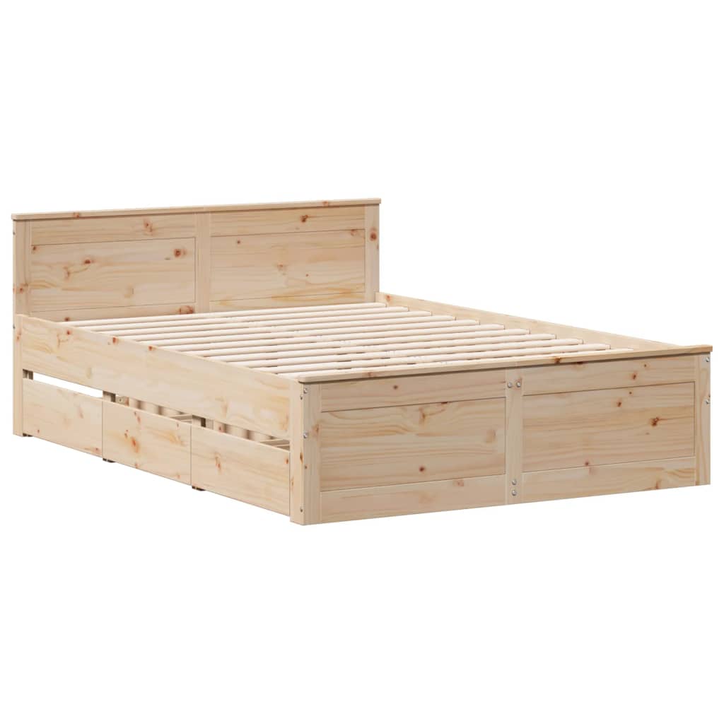 Bed Frame without Mattress with Headboard 160x200 cm Solid Wood Pine