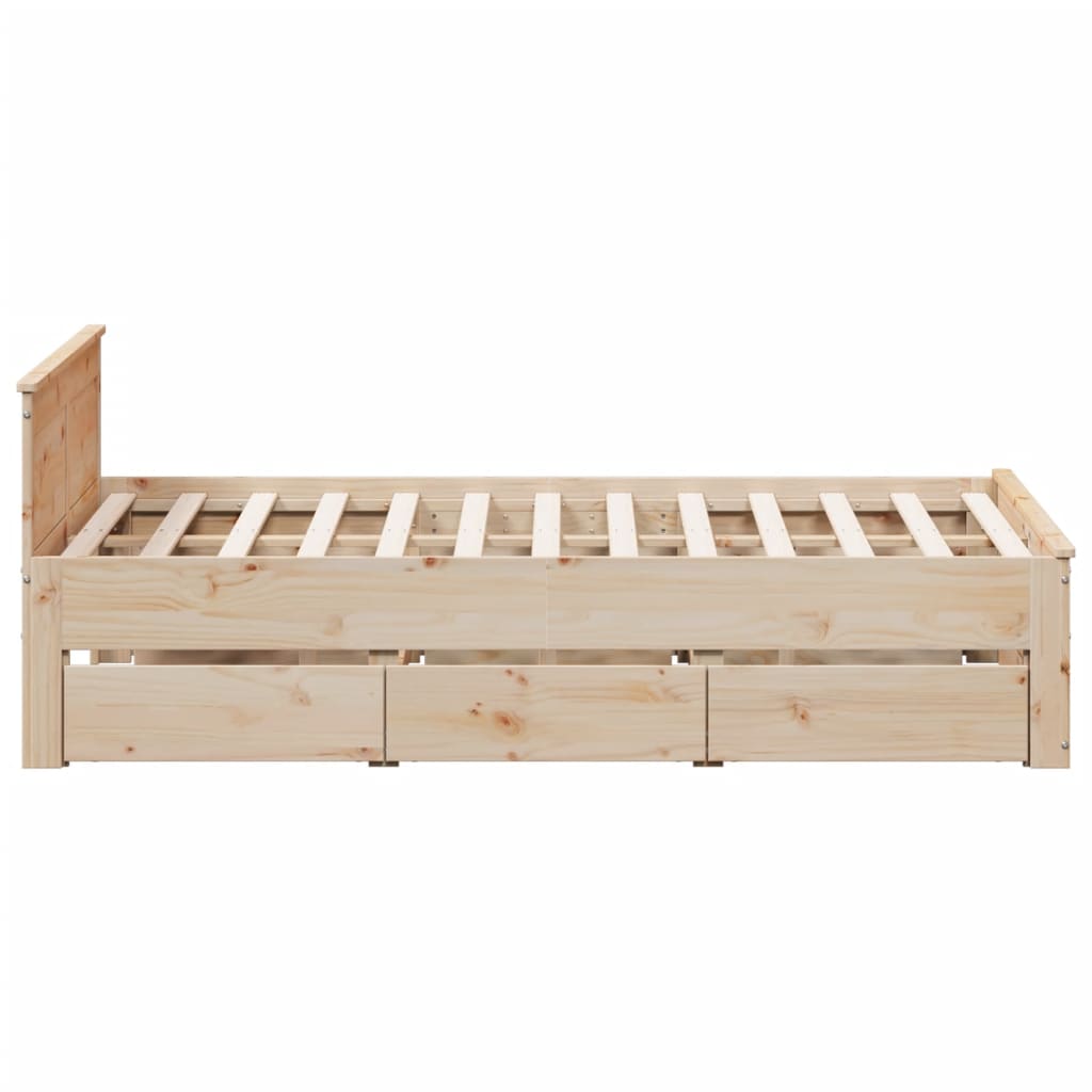 Bed Frame without Mattress with Headboard 160x200 cm Solid Wood Pine