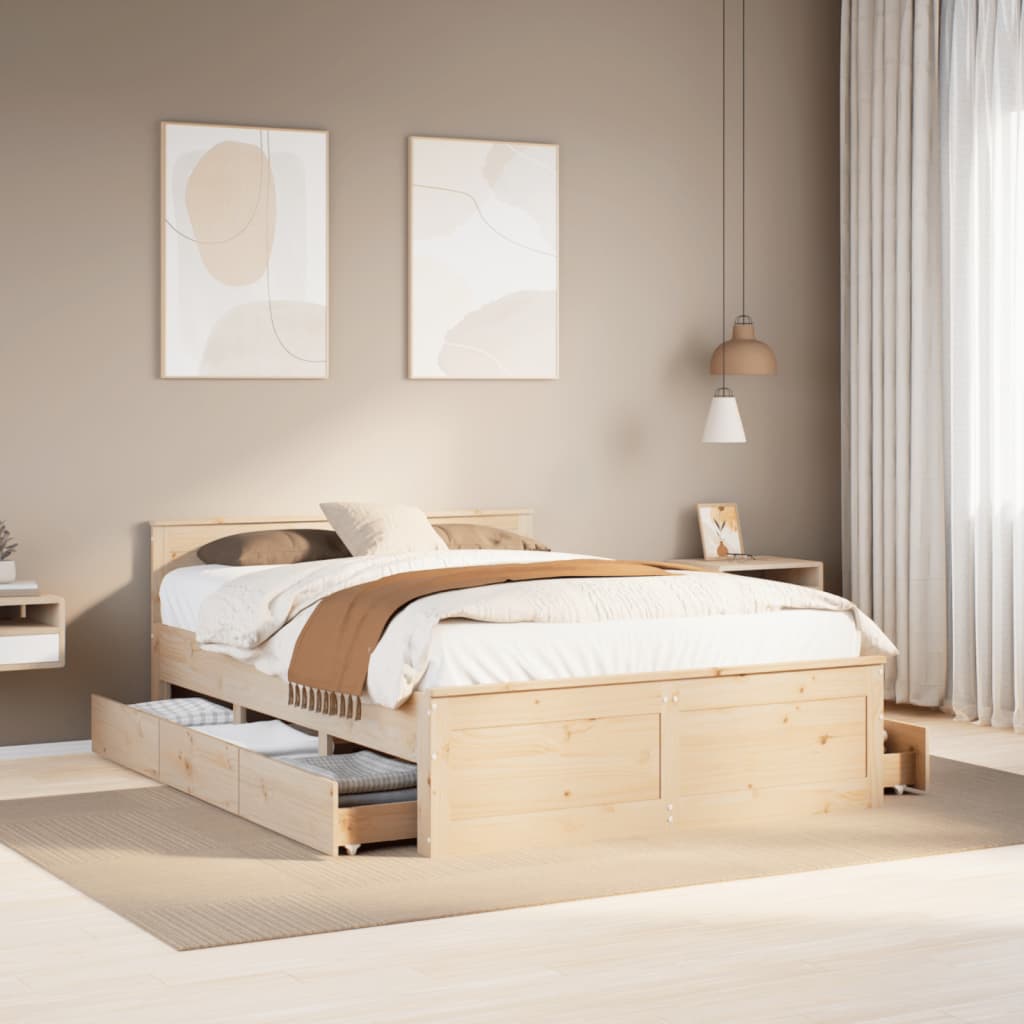 Bed Frame without Mattress with Headboard 160x200 cm Solid Wood Pine