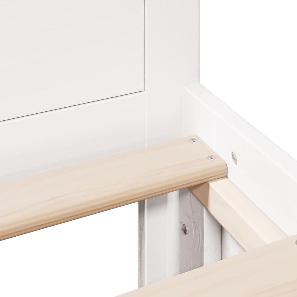 Bed Frame without Mattress with Headboard White 150x200 cm King Size Solid Wood Pine
