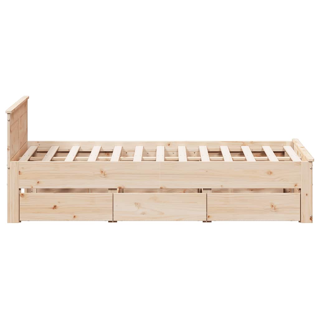 Bed Frame without Mattress with Headboard 135x190 cm Double Solid Wood Pine