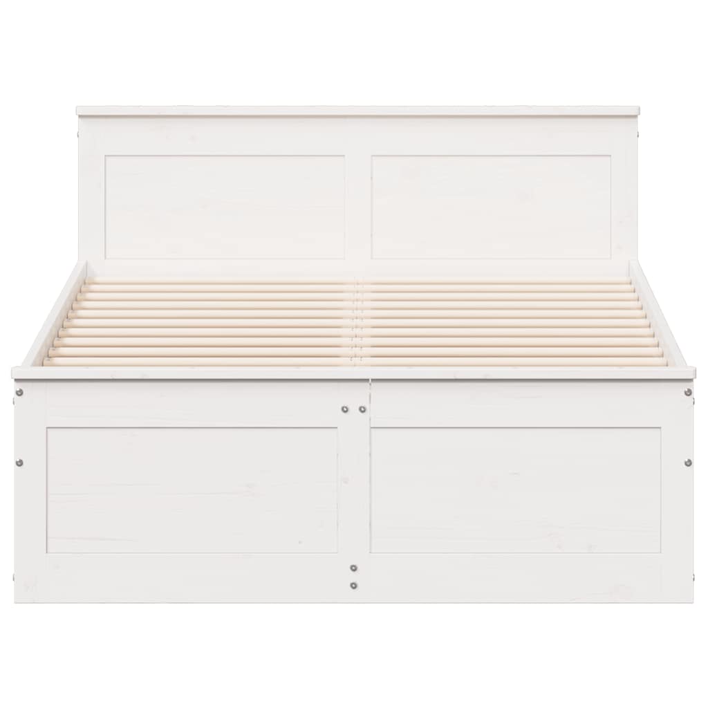 Bed Frame without Mattress with Headboard White 120x190 cm Small Double Solid Wood Pine