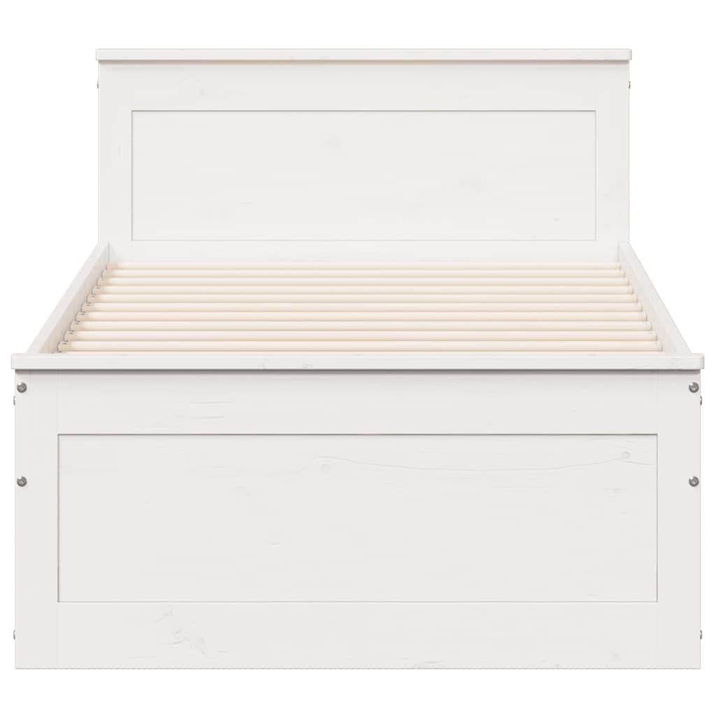 Bed Frame without Mattress with Headboard White 90x190 cm Single Solid Wood Pine