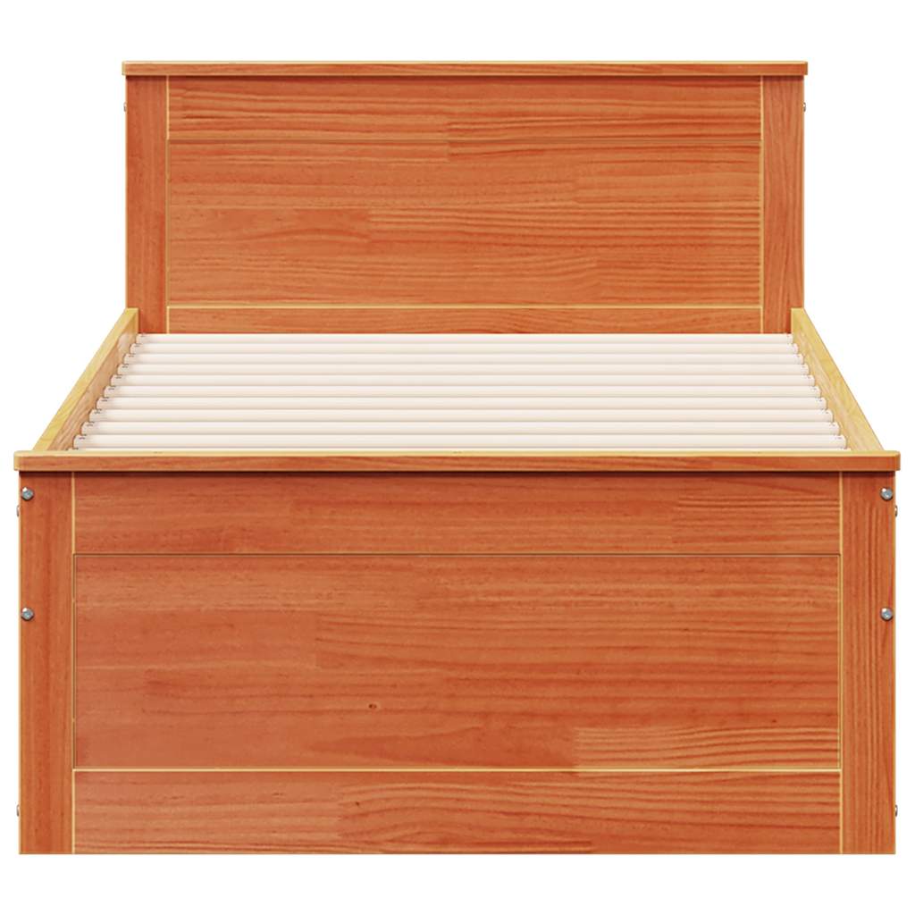 Bed Frame without Mattress with Headboard Wax Brown 90x190 cm Single Solid Wood Pine
