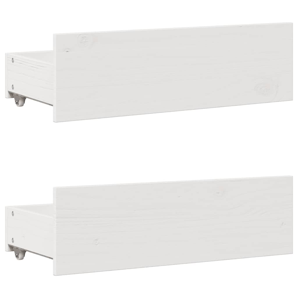Bed Frame without Mattress with Drawers White 150x200 cm King Size Solid Wood Pine