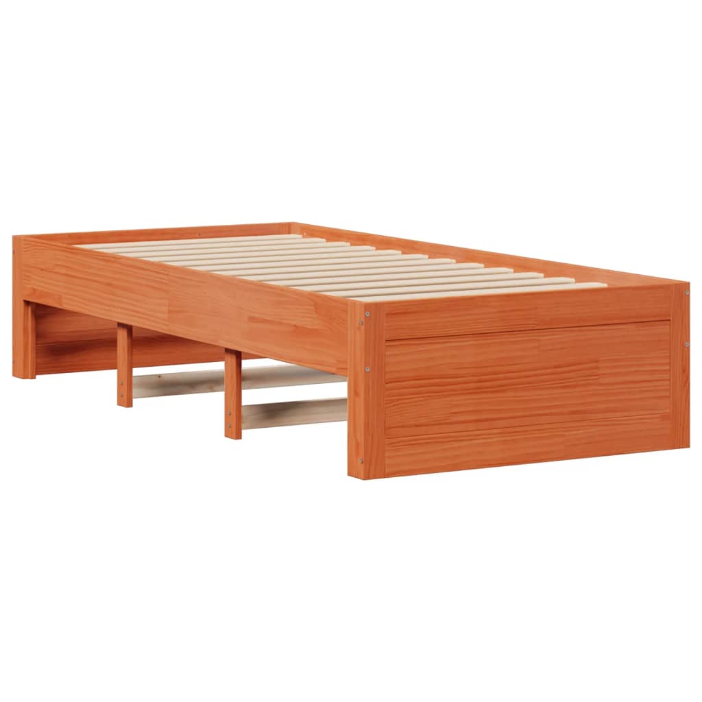 Bed Frame without Mattress with Drawers Wax Brown 90x200 cm Solid Wood Pine