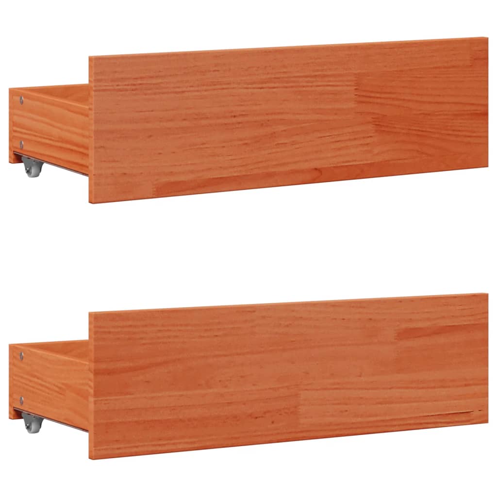 Bed Frame without Mattress with Drawers Wax Brown 90x200 cm Solid Wood Pine